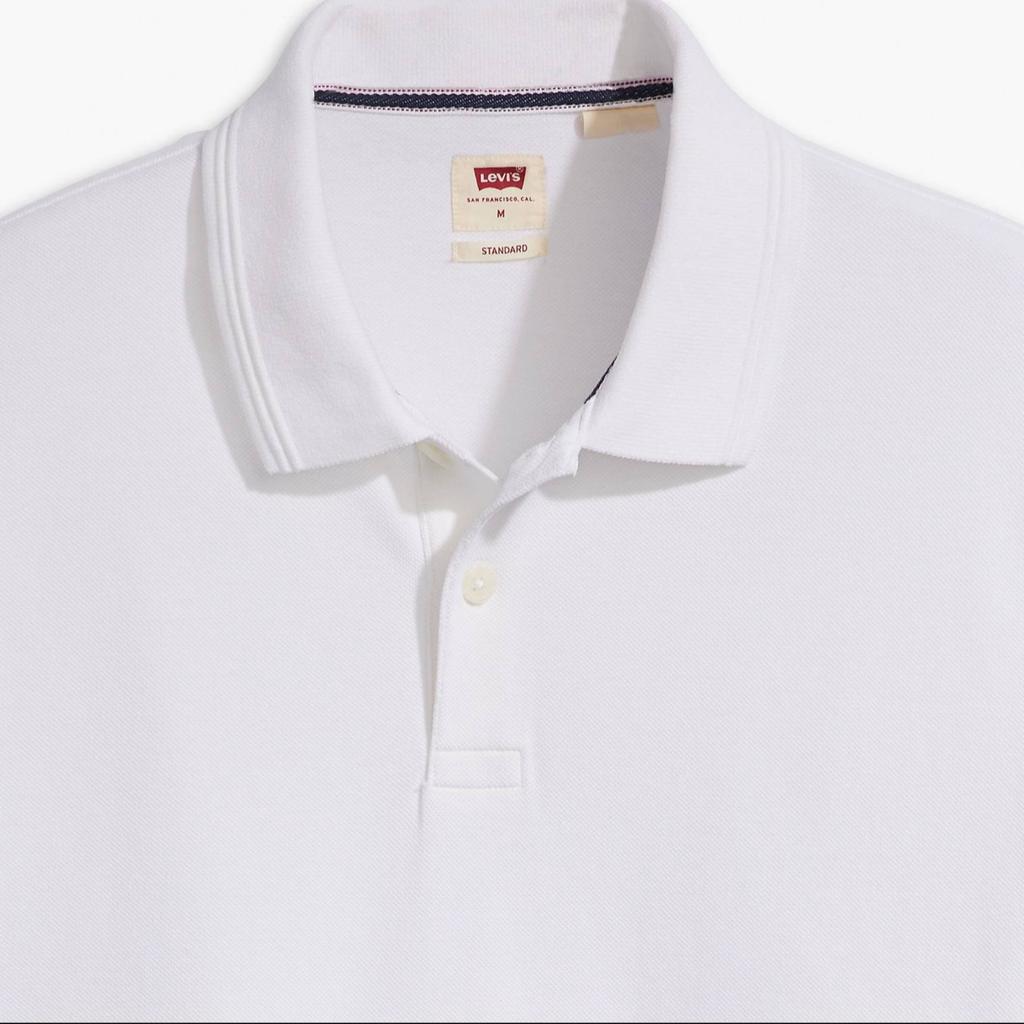Levis Casual Comfortable Solid Color Short Sleeve Polo Shirt Men Polo Shirts Bright-White A7249-0000