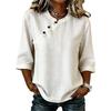 Women’s Loose Fit Lightweight Crew Neck Blouse with Decorative Button and Half Sleeves Casual Tunic Top