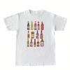 Wounisex Vintage Hot Sauce T-Shirt Cute Funny Foodie T Shirt Short Sleeve Retro Graphic Tshirts Unisex Grunge Tops Humor Tees Gifts