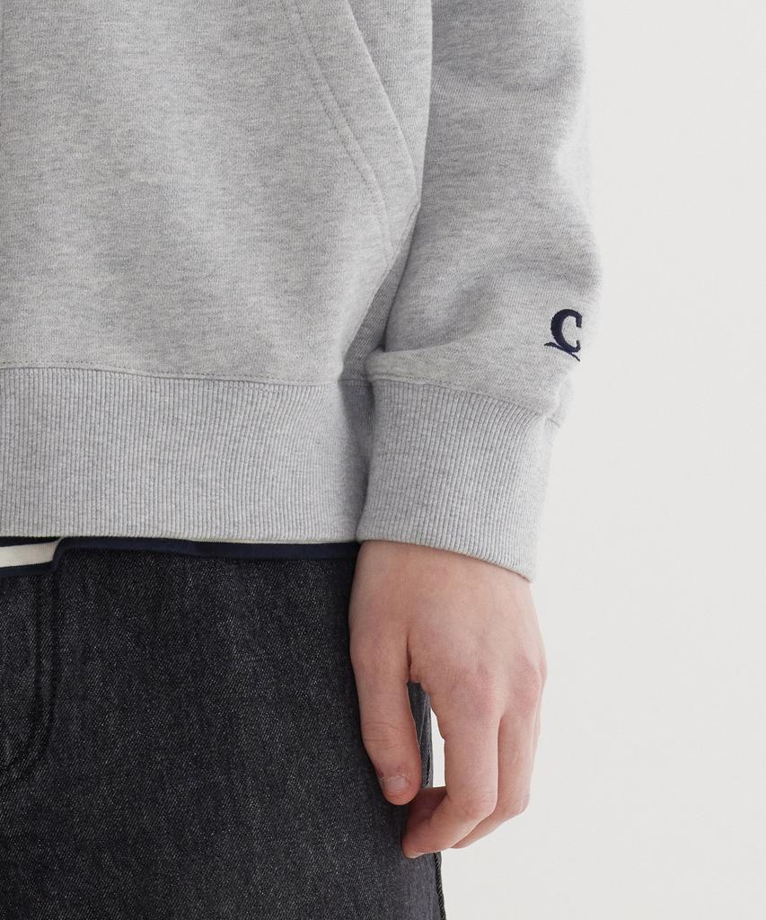 COVERNAT Authentic Logo Zip-Up Hoodie Melange Gray