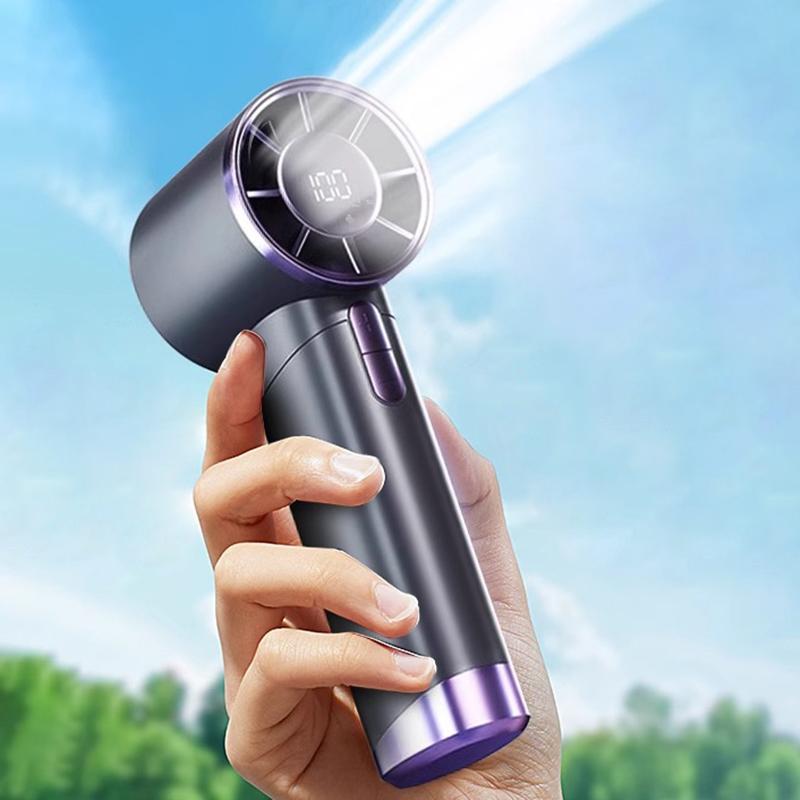 Portable Handheld Electric Fan 100 Wind Speeds USB Rechargeable Outdoor Small Fan Electric Eyelash Fan Digital Display Fans