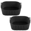 2Pcs Silicone Air Fryer Basket Tray Reusable Square Liner Pot for Air Fryer BPA-Free Replacement of Parchment