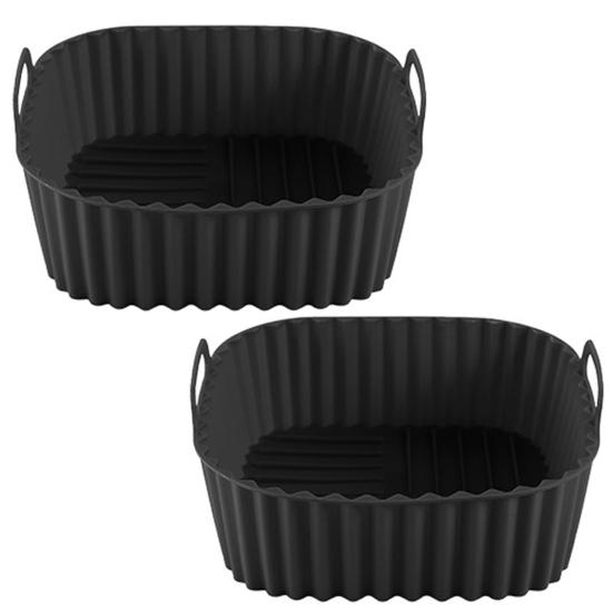 2Pcs Silicone Air Fryer Basket Tray Reusable Square Liner Pot for Air Fryer BPA-Free Replacement of Parchment