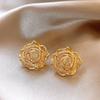 Σκουλαρίκια καρφωτά, κούφιο λουλούδι, επιχρυσωμένα με 14 καράτια γνήσιο χρυσό, με ζιργκόν, εξαιρετικά σκουλαρίκια για γυναίκες