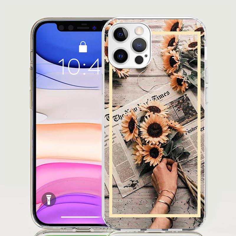 Beauty Yellow Sunflower Print Case Phone Cover for Apple iphone 16 15 14 13 12 Mini 11 Pro Max 16E X XS XR 7 Plus 8 + SE 2020 Tr