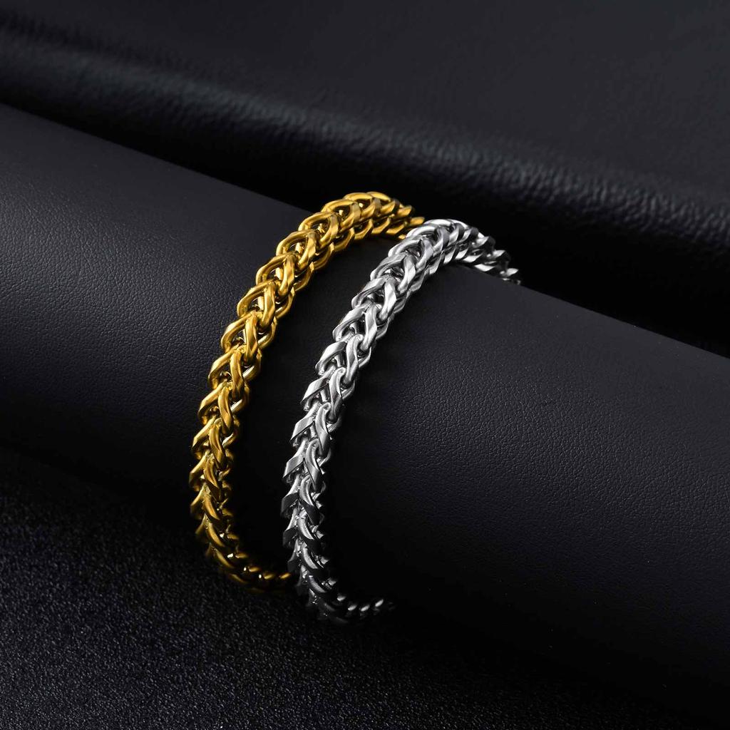 Vnox Men's Stainless Steel Single Layer Franco Link Chain Bracelet , 6mm Width Adjustable Length Bracelets Jewelry Gifts for Him