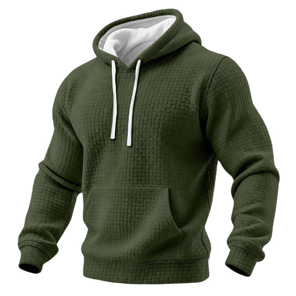Men's Knit Hooded Sweatshirt Color Casual Winter Pullover