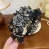 Female Casual Hairpin New Headwear 2025 Korean Style Women Black Lace Rhinestone Flower Hairband Headband Wide Edge Hair Clip