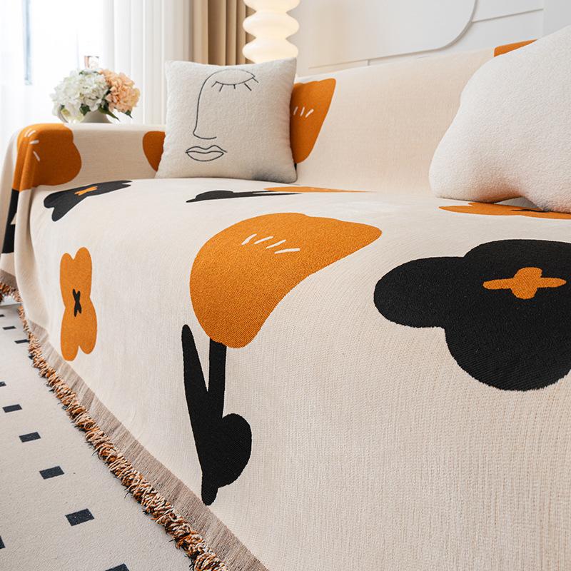 Sofa Cushion Chenille Four Seasons Universal Ins Non-Slip Anti-Scratching Straight Backrest Cover Cloth Integrated Cover Blanket