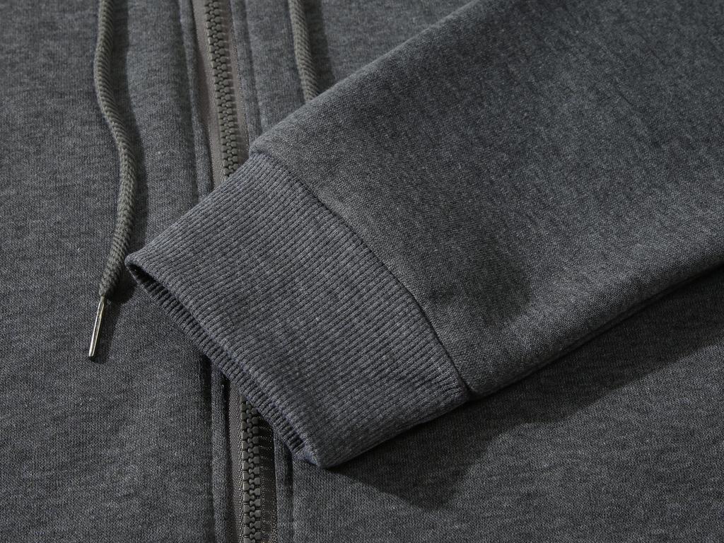 European & American Unisex Zip-Up Fleece Hoodie: Solid Color, Autumn/Winter Sportswear