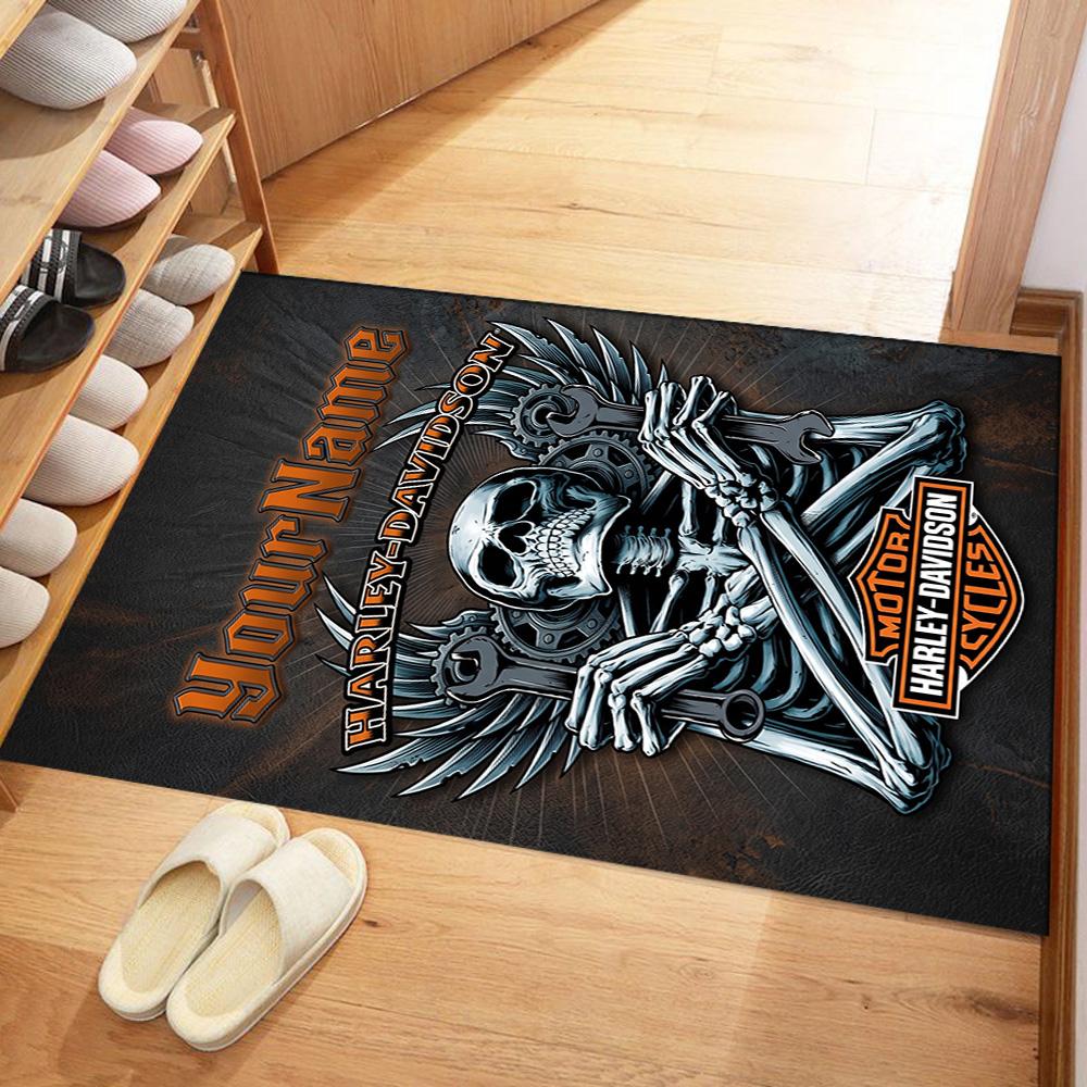 Harley-davidson Motorcycles Customizable Name Carpet Perfect for Decorate Room Entryway Bedrooms Dining Room Anti-slip Rug Office Home Decor