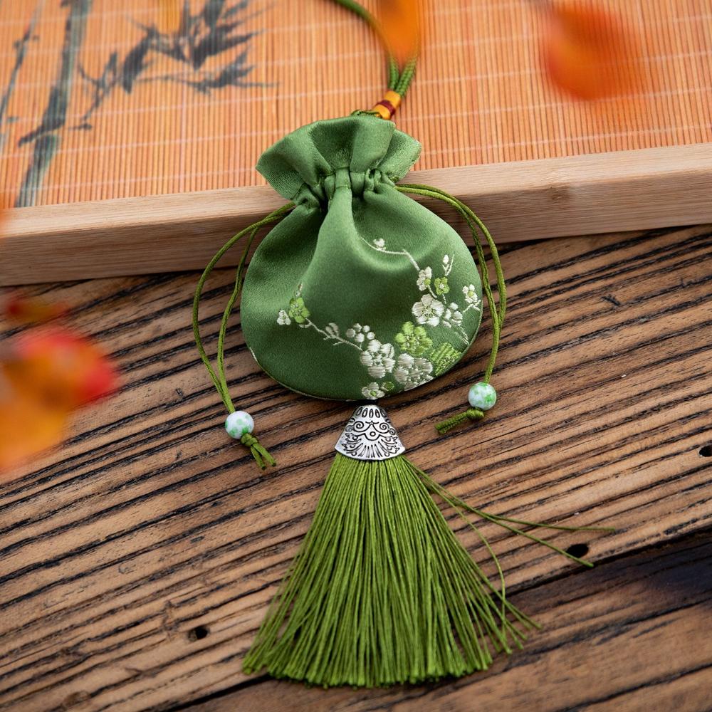 Sáček Vintage brokát Hanfu Příslušenství Car Hang Interiér Přenosný sáček Úložná taška na šperky