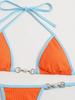 Colorful Women's Backless Triangle Bikini Swimsuit - European and American Style