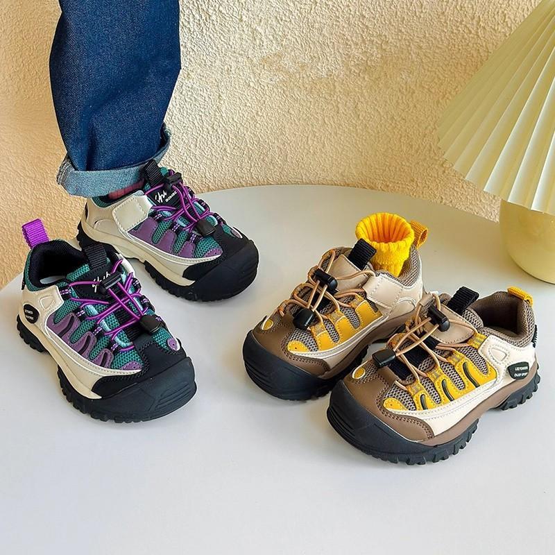 Youth Style Shoes Kids Outdoor Hiking Running Shoes Boys Girls Breathable Slip-On Sneakers With Rubber Sole