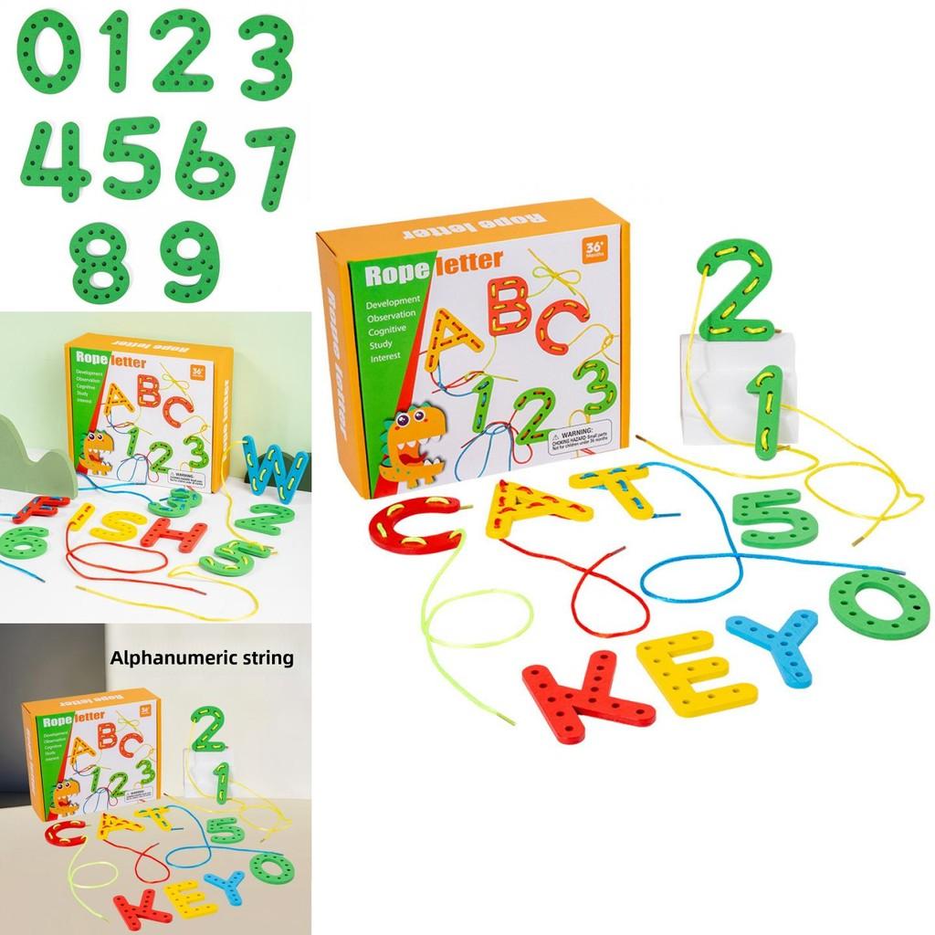 Wooden Alphabet Number Bead Stringing Toy For Early Education And Fine Motor Skills Development