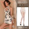 Sex underwear retro stand-up collar high-end cheongsam sexy uniform nightclub tight sleeveless hip-wrapped printing