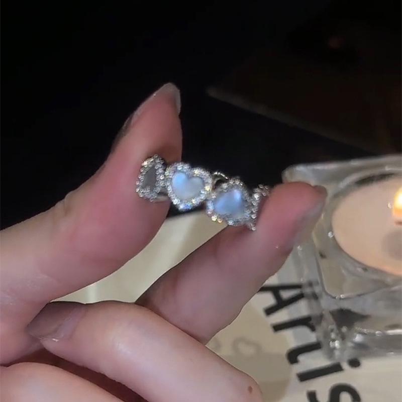Zirconia Diamond Geometric Heart Open Ring - Fresh High-end Jewelry for Index Finger