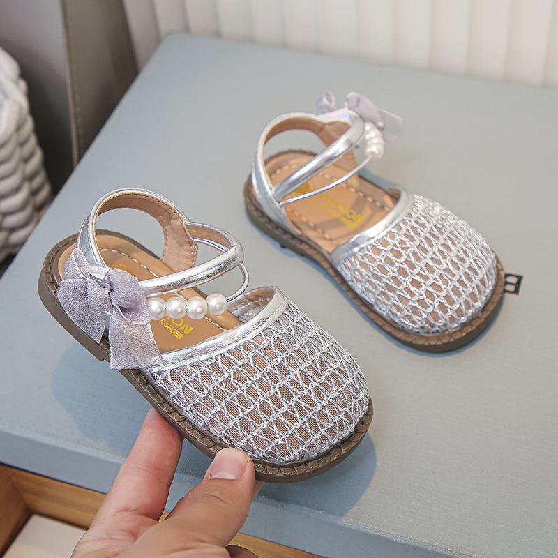 Girls Sandals 2025 New Summer Children's Shoes Fashion Bag Head Woven Princess Shoes Girls Soft-soled Beach Shoes