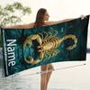Custom Scorpion Beach Towel Gold Animal Print Personalized Name Quick Dry Sand Free Large Bath Towel For Swimming Pool Travel