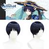 Genshin Impact Kunikuzushi Donkerblauw Cosplay Pruik Zacht Hittebestendig Fiber Verstelbare Pasvorm Realistische Hoofdhuid
