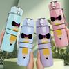 1PC Pencil Bow Minimalist 750ml Color Plastic Sports Water Bottle Leakproof Flip Straw Lid Suitable for Sports Office Home Use
