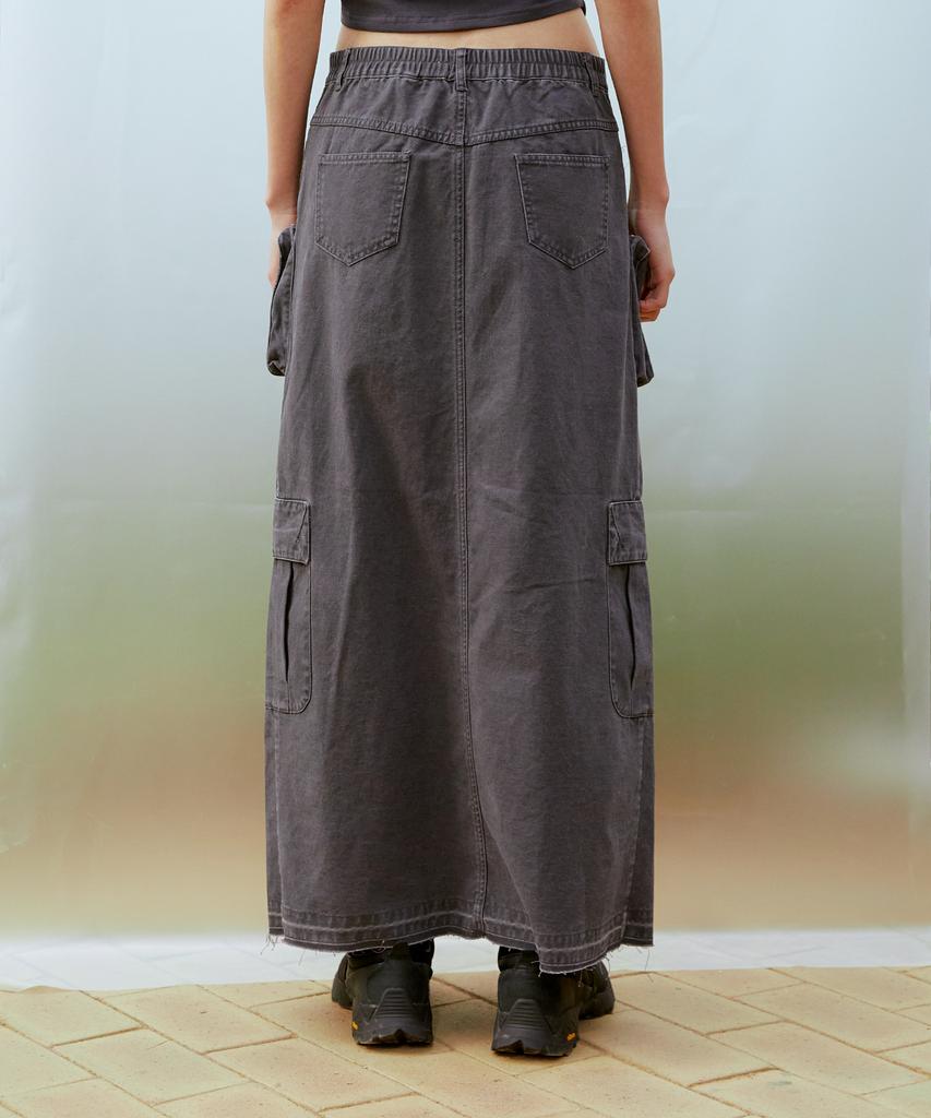 Thirteen Months Cargo Long Skirt (Charcoal)