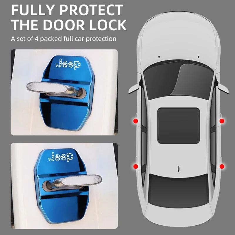 4PCS Car Logo Car Styling Door Lock Cover For Jeep Wrangler Compass Renegade Commander Wrangler Patriot Liberty Auto Accessories AMU1