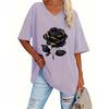 Camiseta para Mujer Verano Talla Grande Manga Corta Color Sólido Cuello Redondo Casual Elástica Ajuste Holgado Camiseta