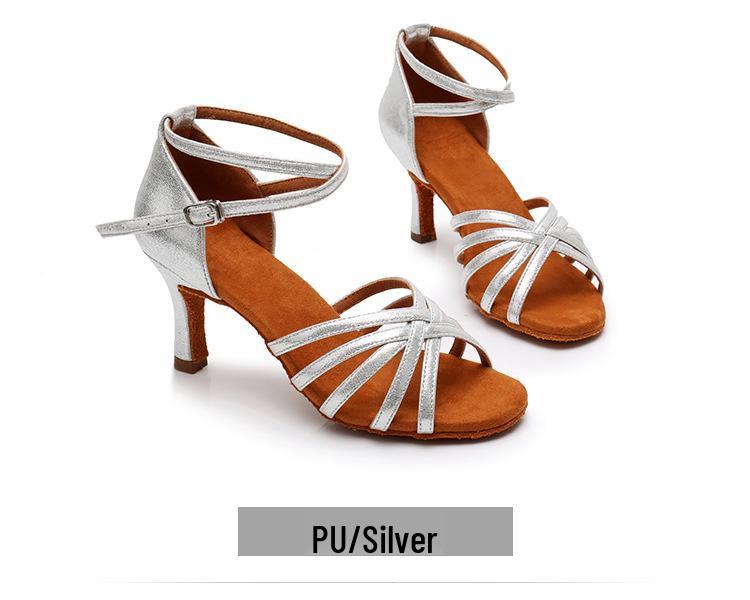 Damen Latein Tanzschuhe - Weiche Sohle, Hoher oder Mittlerer Absatz, Indoor, Schwarz