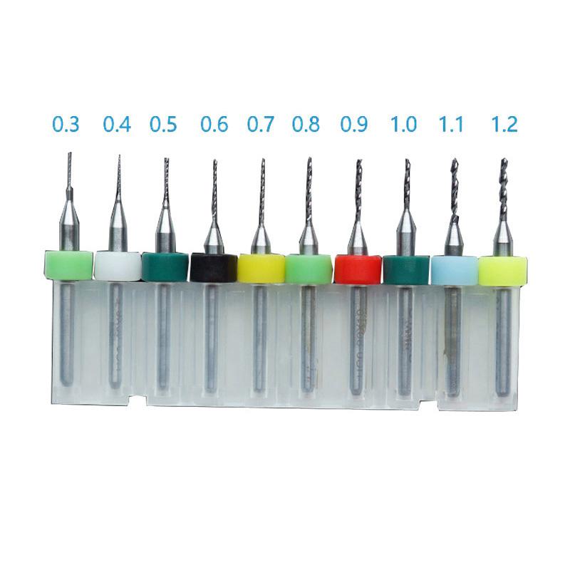 10Pcs/set 0.1mm To 1.2mm PCB Mini Drill Bit Tungsten Steel Carbide CNC Drilling Bit For Print Circuit Board Drill Bits Machine