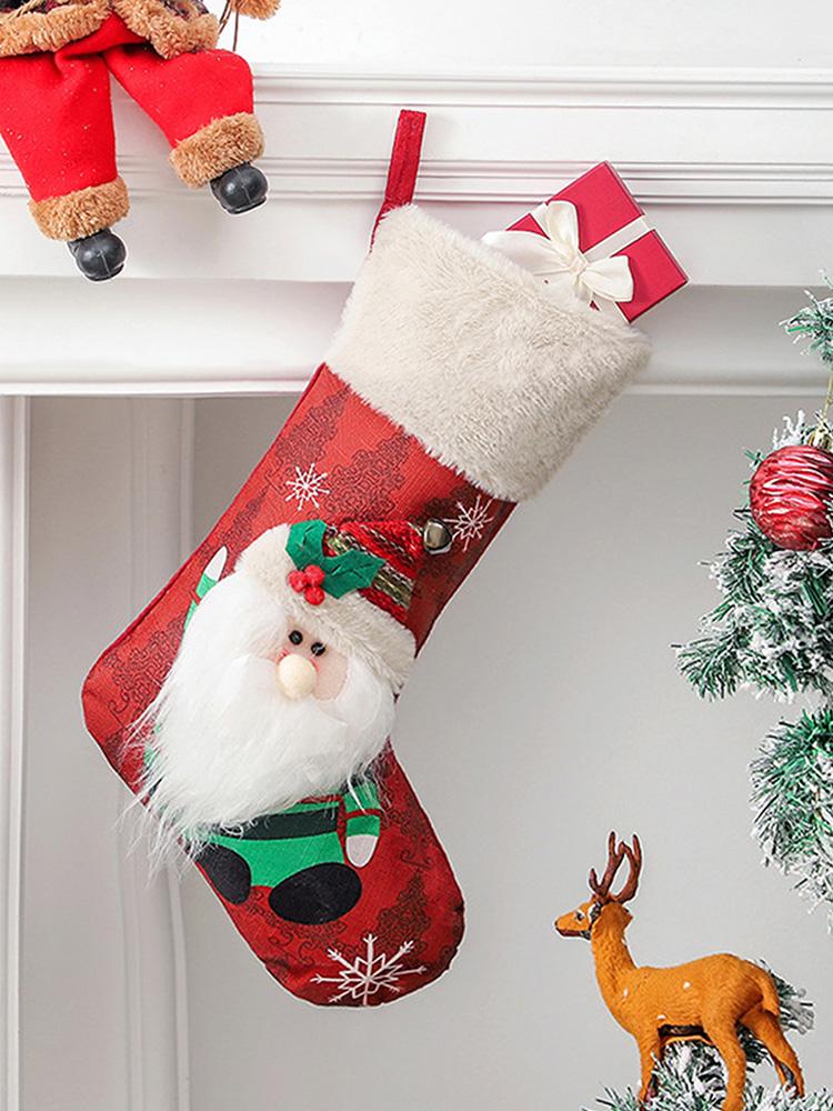 3D Design Christmas Stocking 18 Inch Large Family Christmas Stocking Xmas Gifts Candy Bag for Fireplace Hanging Ornament Gifts