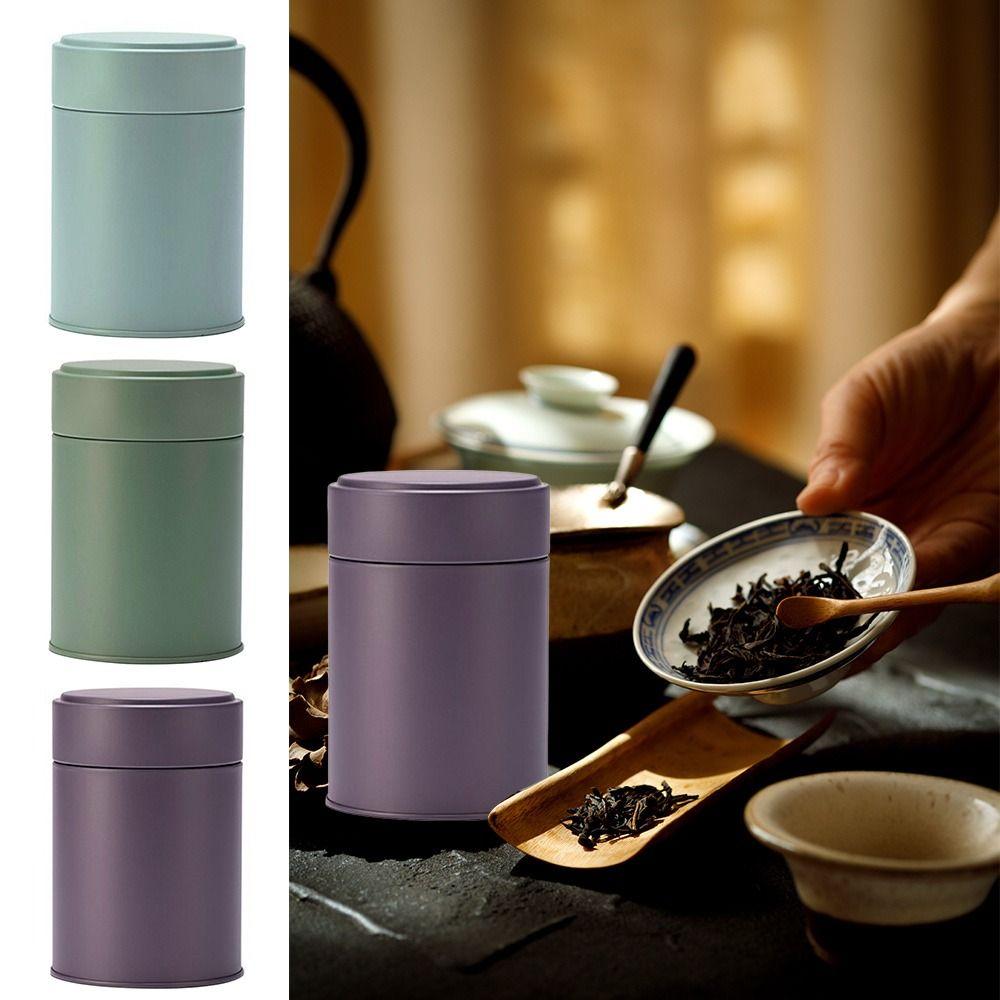 Round Tea Jar Tinplate Coffee Bean Storage Box Hiqh Quality Sealed Tea Can  for Home&Travel