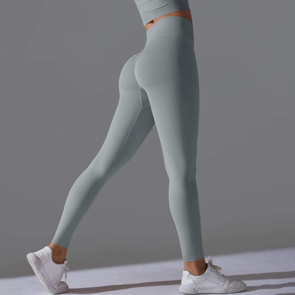Seamless High-Waisted Yoga Pants with Peach Lift - Quick-Dry and Breathable for Running and Fitness