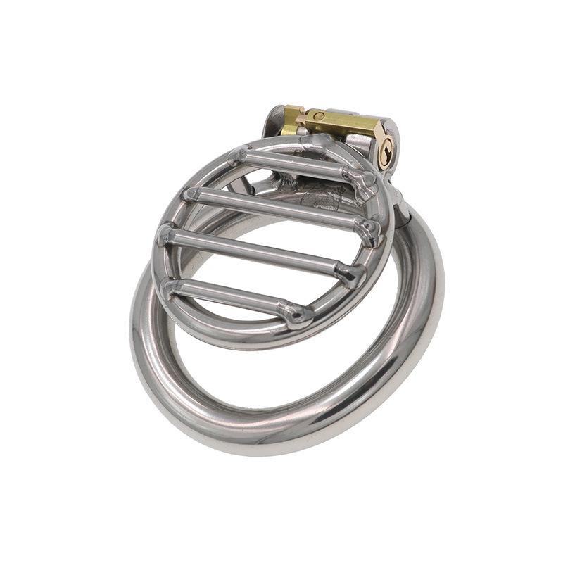Men Short CB Lock Penis Cage Cock Lock Stainless Steel Chastity Lock Sex Toy Femdom BDSM Slave Cock Ring Ball Stretcher