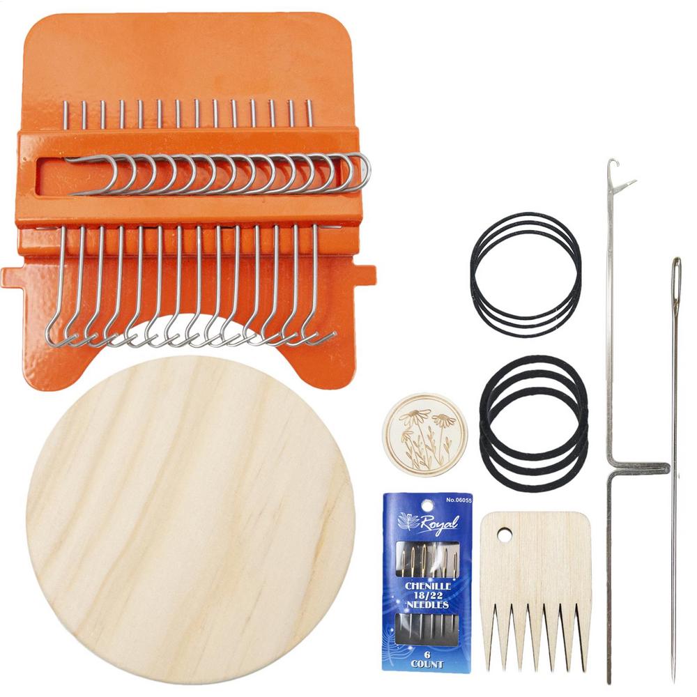 Darning Mini Loom Machine Small Weaving Machine Set with 14 Hooks Mini Weave Tool for DIY Artful Patterns Repair Clothes Quickly