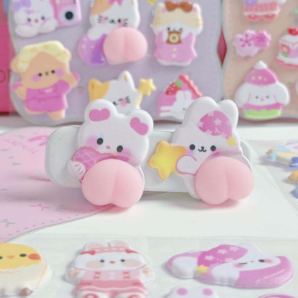 Set of 2 3D Butt Cute Squishy Stickers for DIY 3D Decorations for Perfect for Decorating and Water Bottles Stickers, Crafts, Girls, Planners,