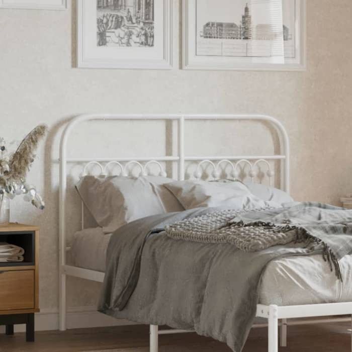 VidaXL Tête de lit métal blanc 120 cm, tête de lit en métal, tête de lit haute, tête de lit pour lit double, tête de lit 376680