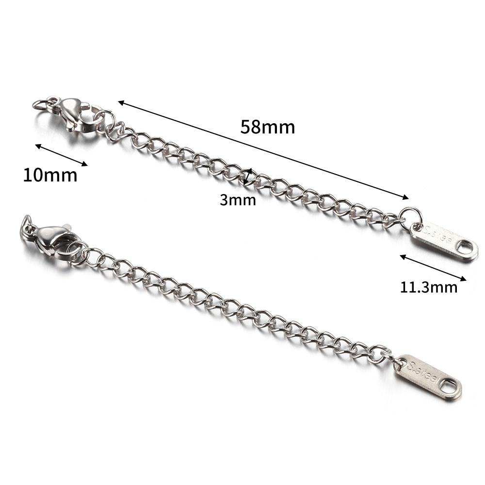10-20pcs Stainless Steel Extended Extension Tail Chain Lobster Clasps Connector for Bracelet Necklace DIY Jewelry Making Finding
