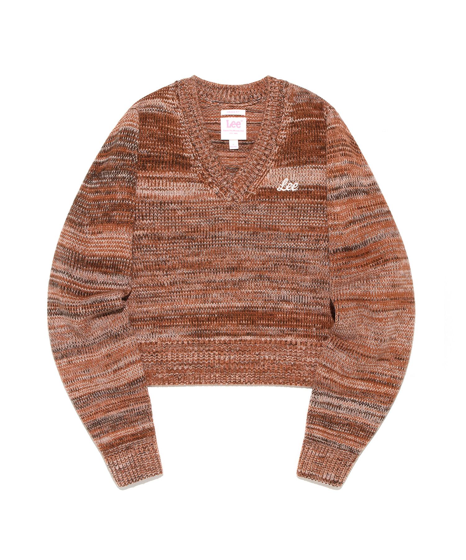 Lee Women S Wool V-Neck Mix Knit Brown S
