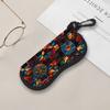 Geometric Mandala Pattern Eyewear Case, Protective Sunglasses Case for Women, Zipper Portable Glasses Holder with Artistic Floral Design Gift