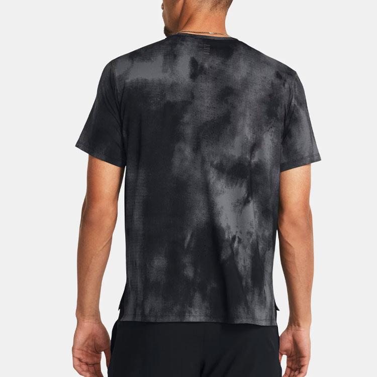 Under Armour American Vintage Logo Tie-Dye Print Crew Neck Short Sleeve T-Shirt Men T-Shirts Black 1382615-001