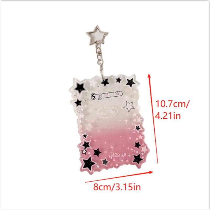 Portafototessere Carino Colore Gradiente Stella Porta Carte Ragazza in PVC Espositore Foto Idol Custodia Protettiva Portachiavi Ciondolo Borsa Regalo