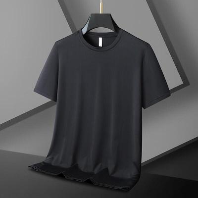 Dibinze Herren Übergröße Eis Seide Kurzarm T-Shirt