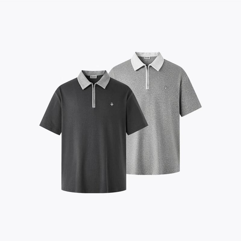 CHINISM Men s Double-Sided Knit Color-Block Polo Shirt L