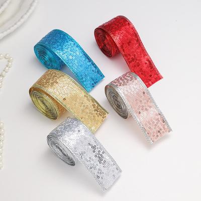 Colorful Sequin Christmas Ribbon for Gift Box Bow and Decorations