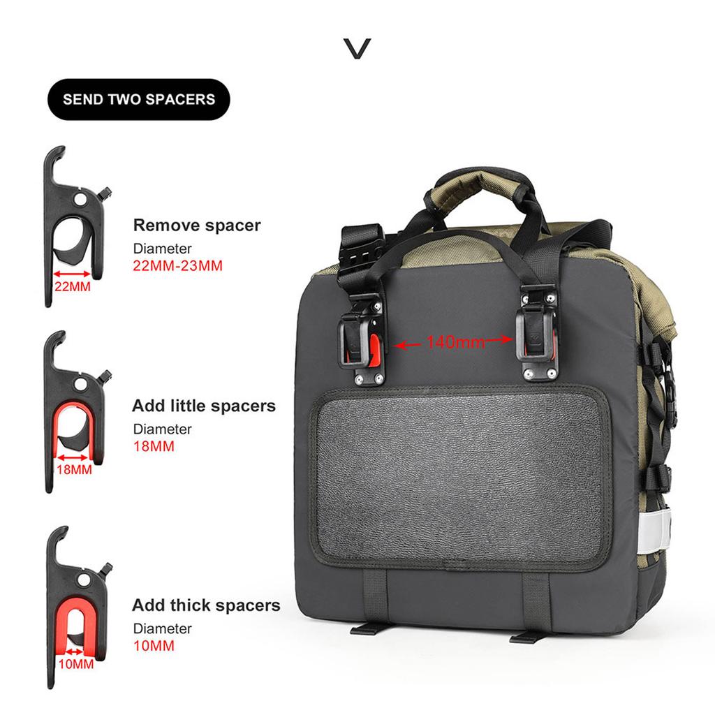 Polyester Motorcycle Bag 20L Large Capacity Universal Side Saddle Bag with Removable Waterproof Inner Bag Outdoor