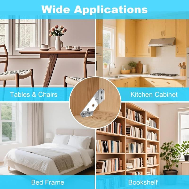 Wholesale Furniture Corner Connector Stainless Steel Angle Code for Cabinet Angle Shelf Support Fixed Brace Kits with Screw