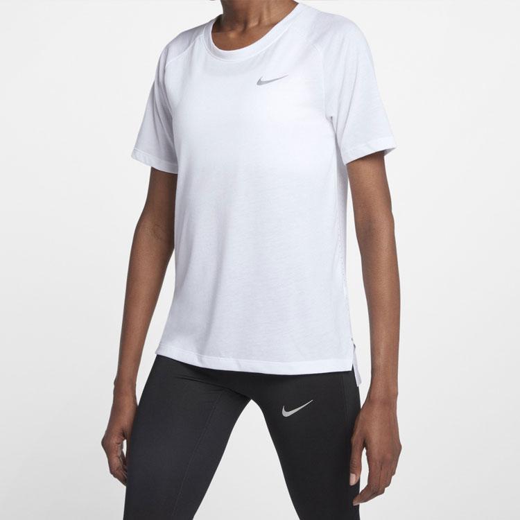 Nike Dri-Fit Tailwind Short Sleeve Running T-Shirt Women Tops White 890192-100