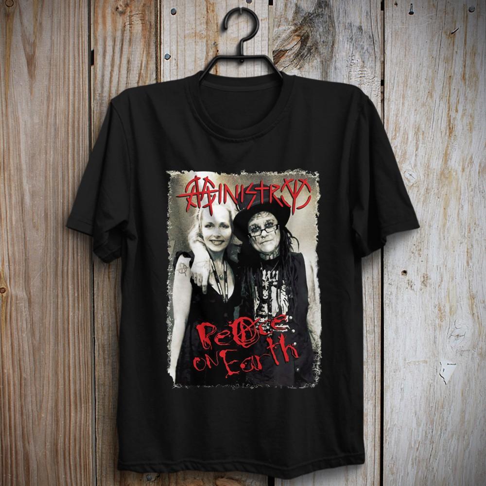 Футболка Al Jourgensen x Angelina Lukacin Ministry Рок-группа Мир на Земле Унисекс Футболка M