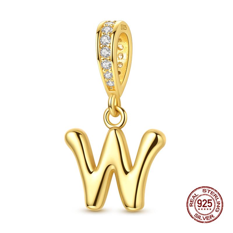 New In Original Charms Copper 26 Golden Letters A-Z Charm Bead Fit 3Mm Original Bracelet For Womens Diy Fashion Jewelry Gift